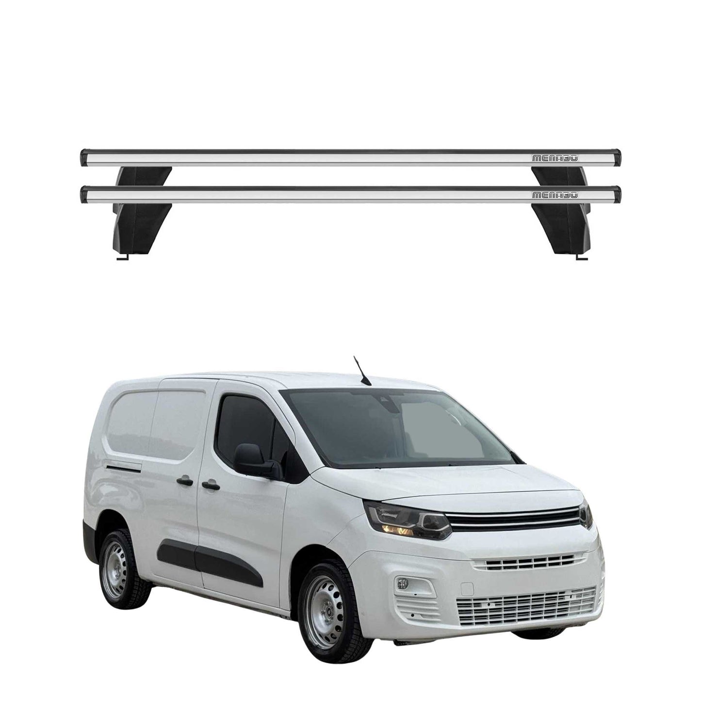 Menabo Dachträger Grundtäger für Citroen Berlingo 2018-2025 75kg Alu Silber 2x