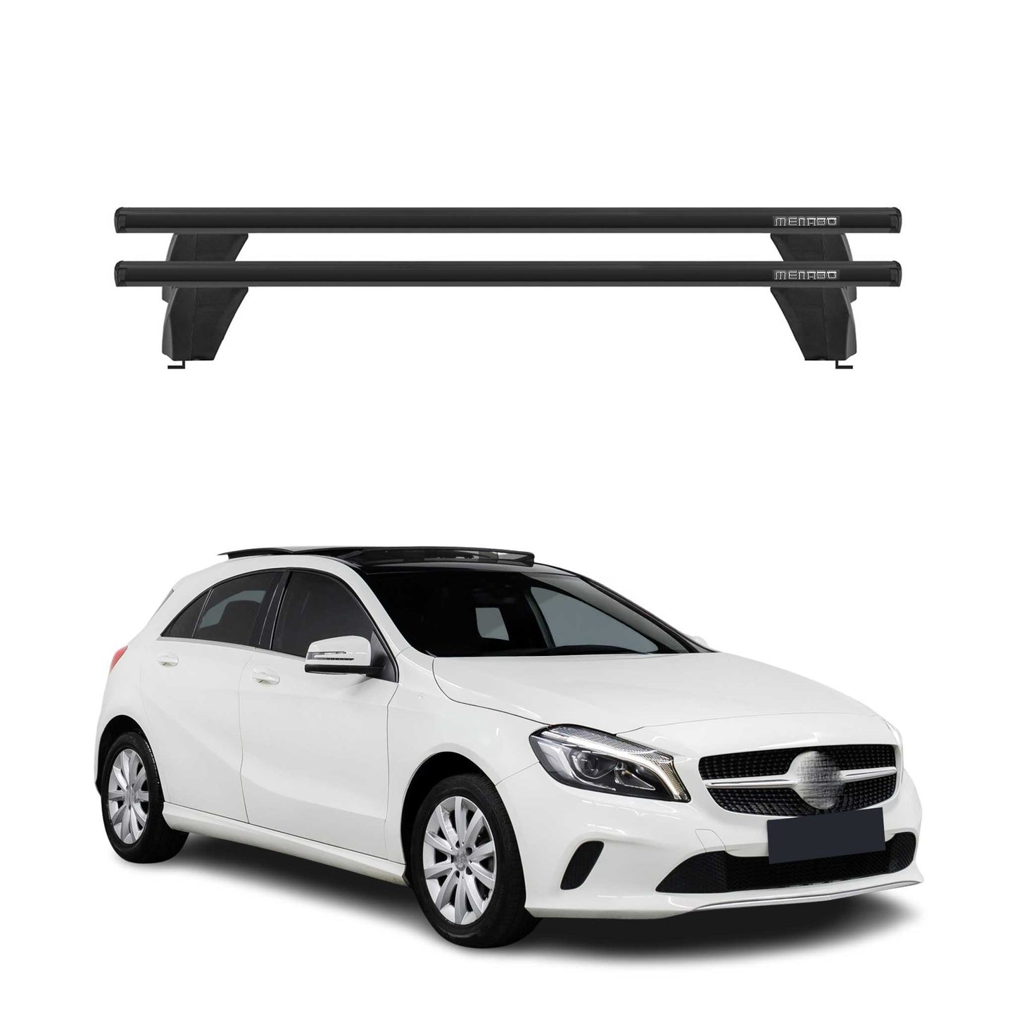 Menabo Dachträger für Mercedes A Klasse W176 2012-2018 75kg Alu Schwarz 2x