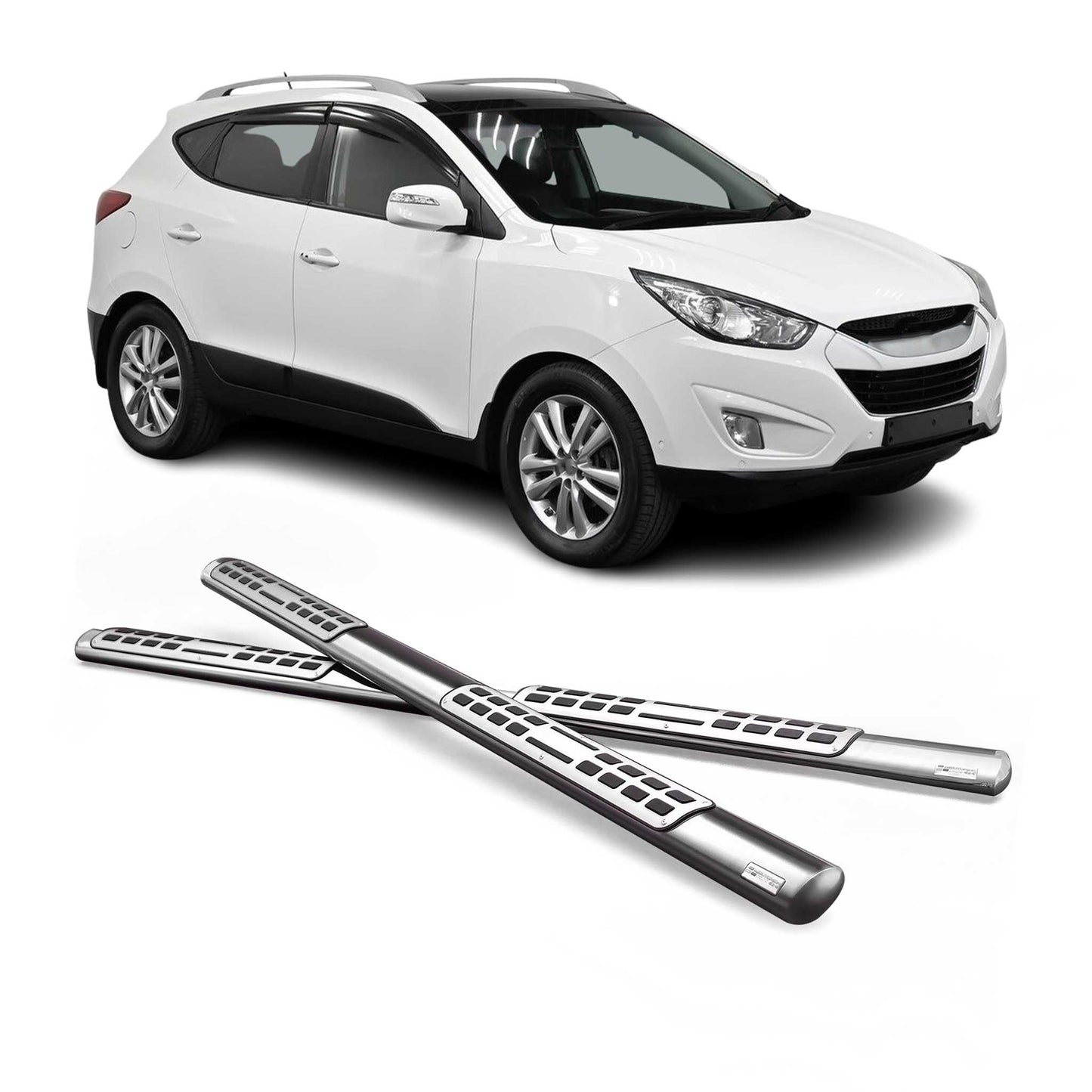 Edelstahl Seitenschweller Schwellerrohre für Hyundai Tucson 2004-2009 Silber