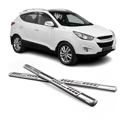 Edelstahl Seitenschweller Schwellerrohre für Hyundai Tucson 2004-2009 Silber