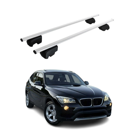 Portbagaj de plafon pentru BMW X1 2009-2015, metal, argintiu, omologat ABE, 2x