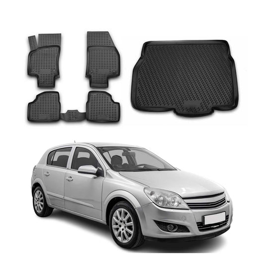 Set covorașe și portbagaj pentru Opel Astra H 2002-2009 5 uși TPE negru