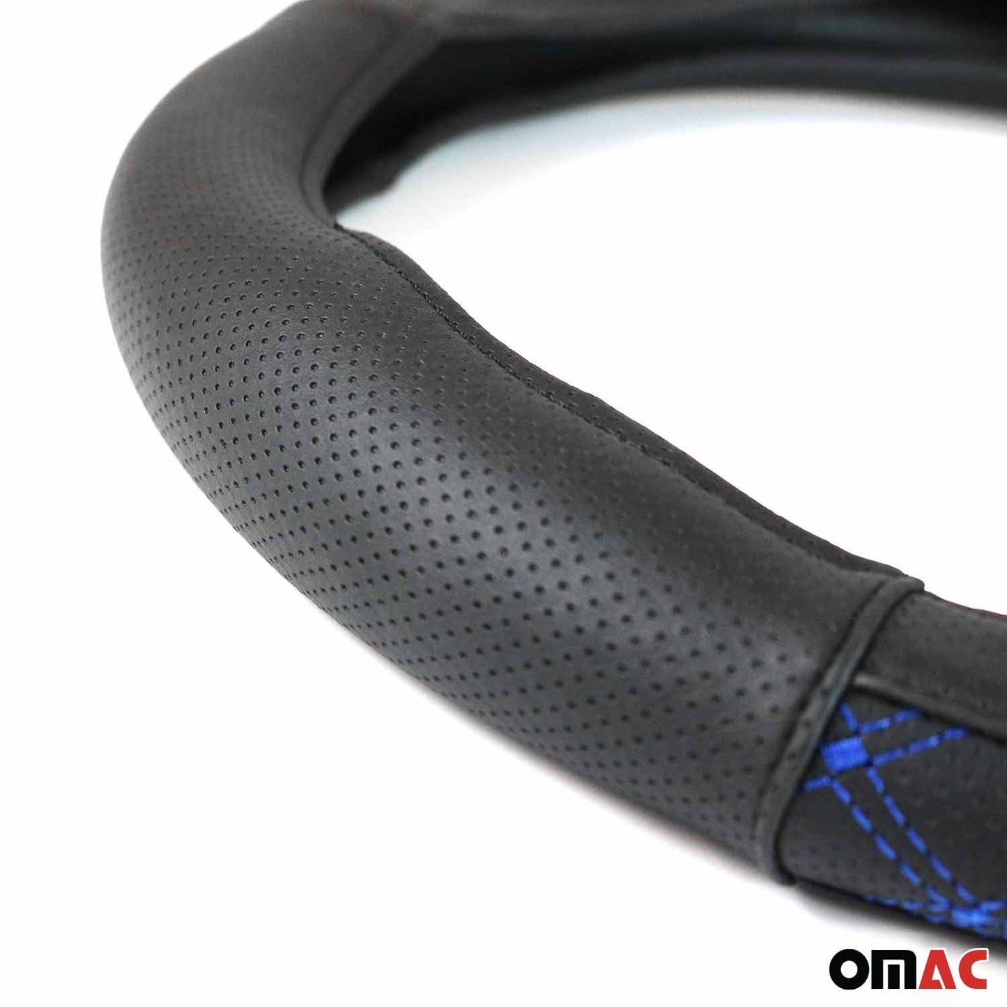 Husă volan, protecție volan, husă volan, cusături negre/albastre, Ø 38-40 cm