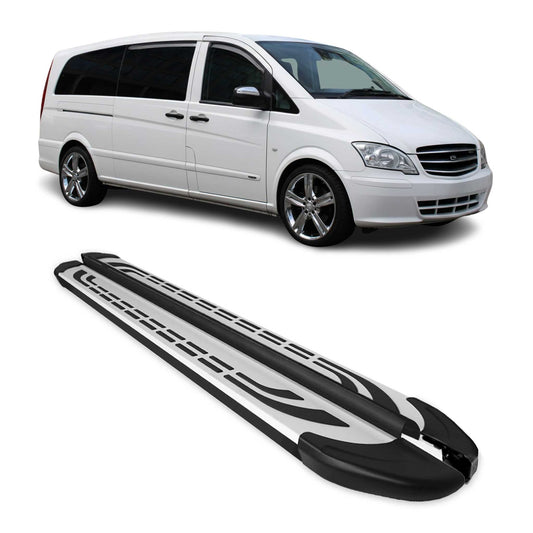 Trittbretter Schweller Seitenbretter für Mercedes Viano L3 2003-2014 Alu Schwarz