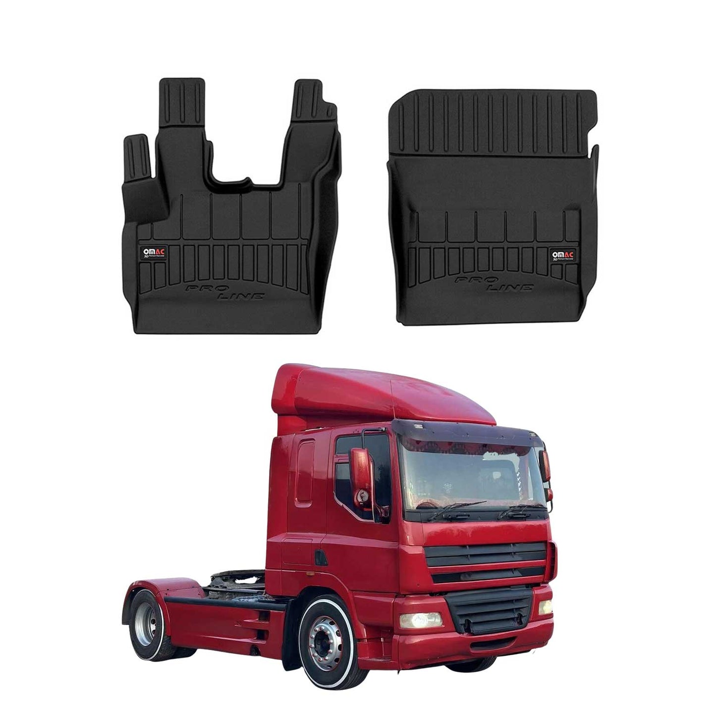 OMAC Gummi Fußmatten für DAF CF 2002-2025 Premium TPE 3D Automatten Schwarz 2x