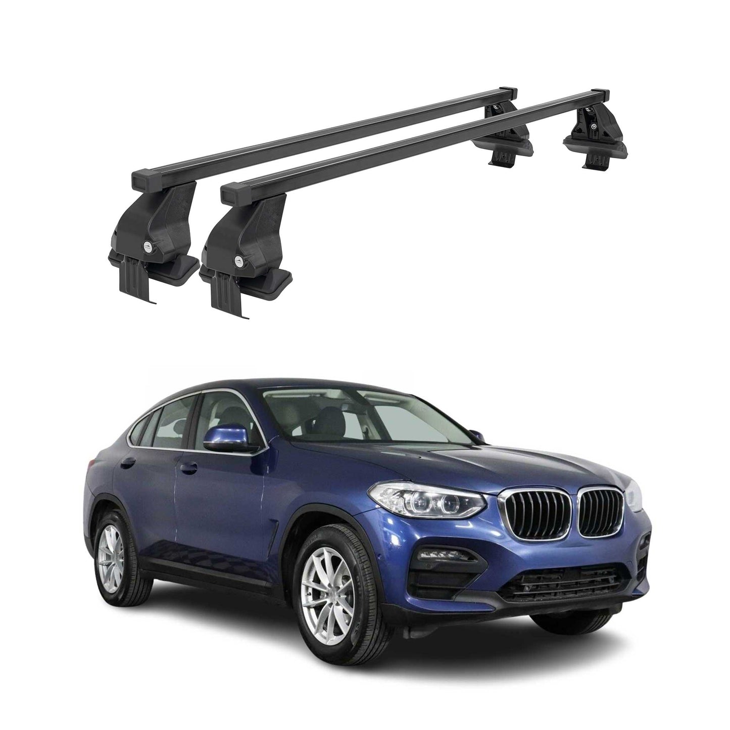 Menabo Dachträger Grundtäger für BMW X4 G02 2018-2025 50kg Stahl Schwarz 2 tlg