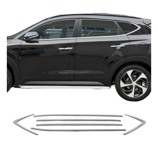 Benzi decorative pentru geamuri pentru Hyundai Tucson 2015-2020, oțel inoxidabil cromat, 6 bucăți