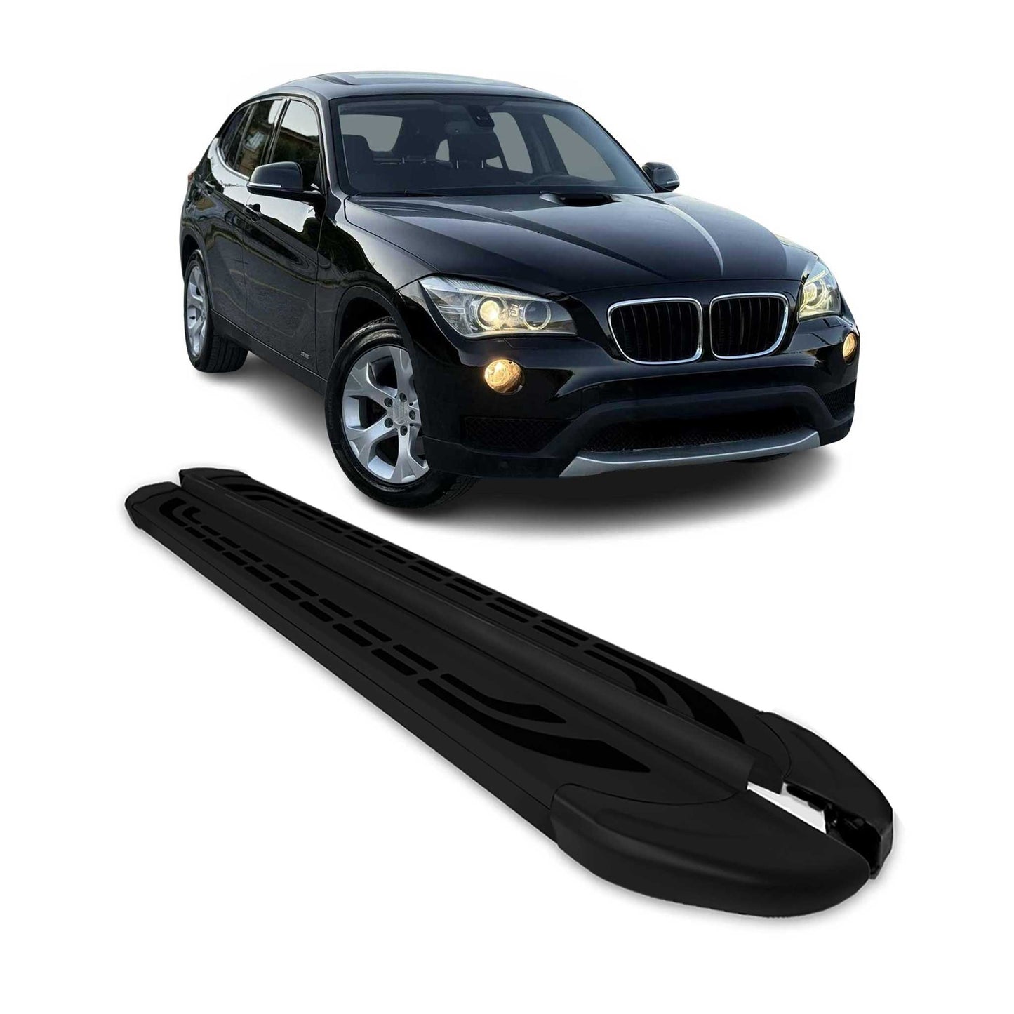 Trittbretter Seitenschweller für BMW X1 2009-2015 Schwarz Aluminium 2 tlg