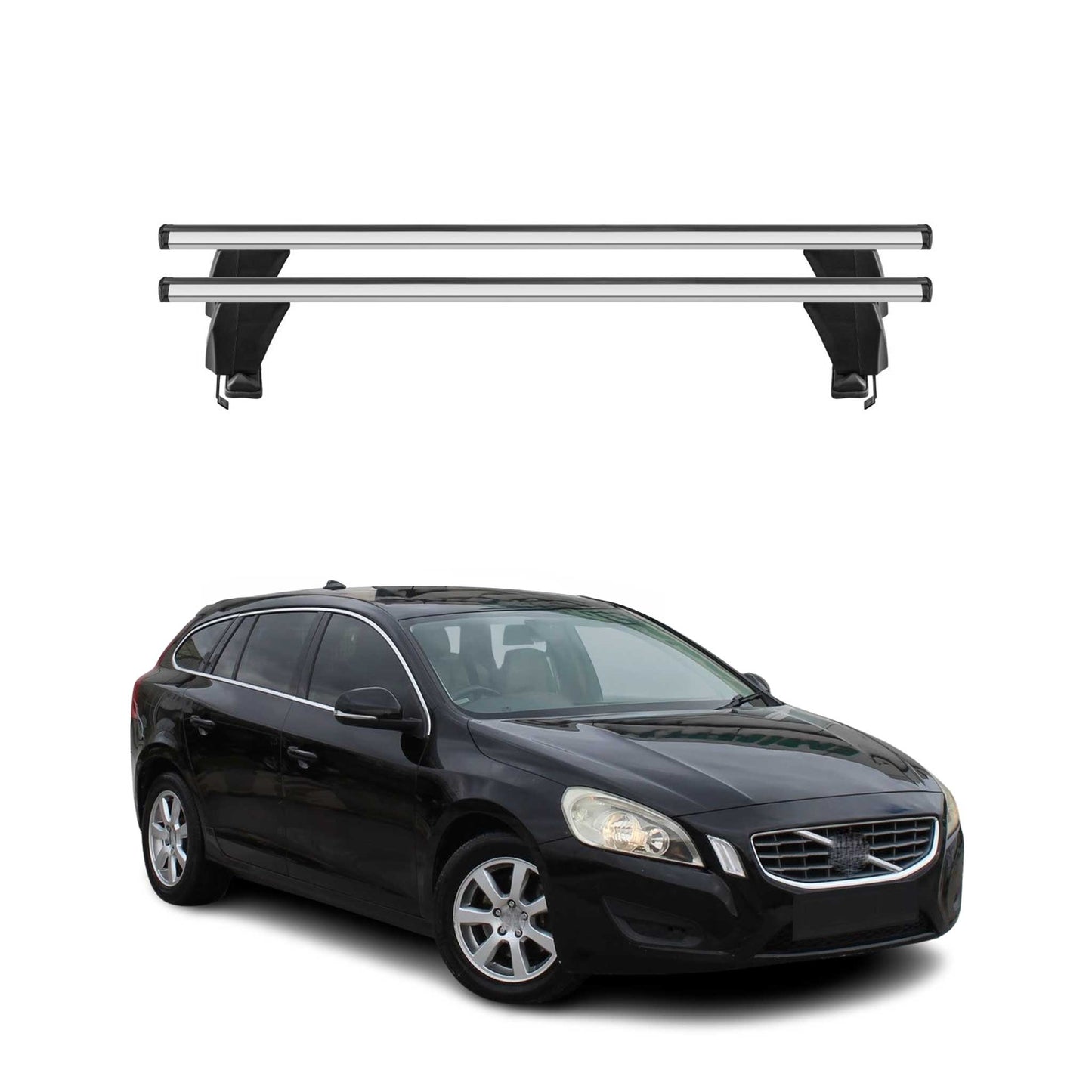 Menabo Dachträger Grundtäger für Volvo V60 2010-2013 Pre-FL 50kg Alu Silber 2x