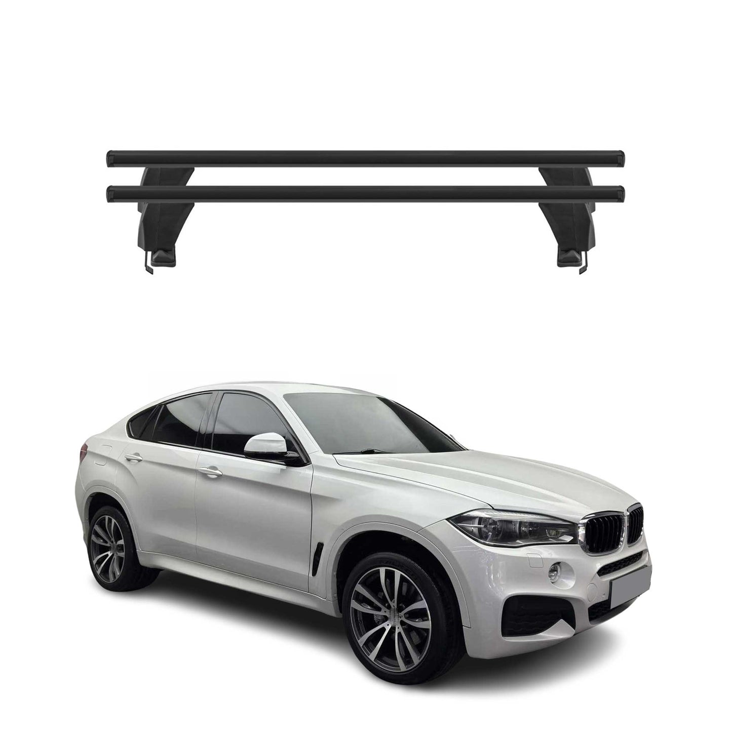 Menabo Dachträger Grundtäger für BMW X6 F16 F86 2014-2019 50kg Alu Schwarz 2 tlg