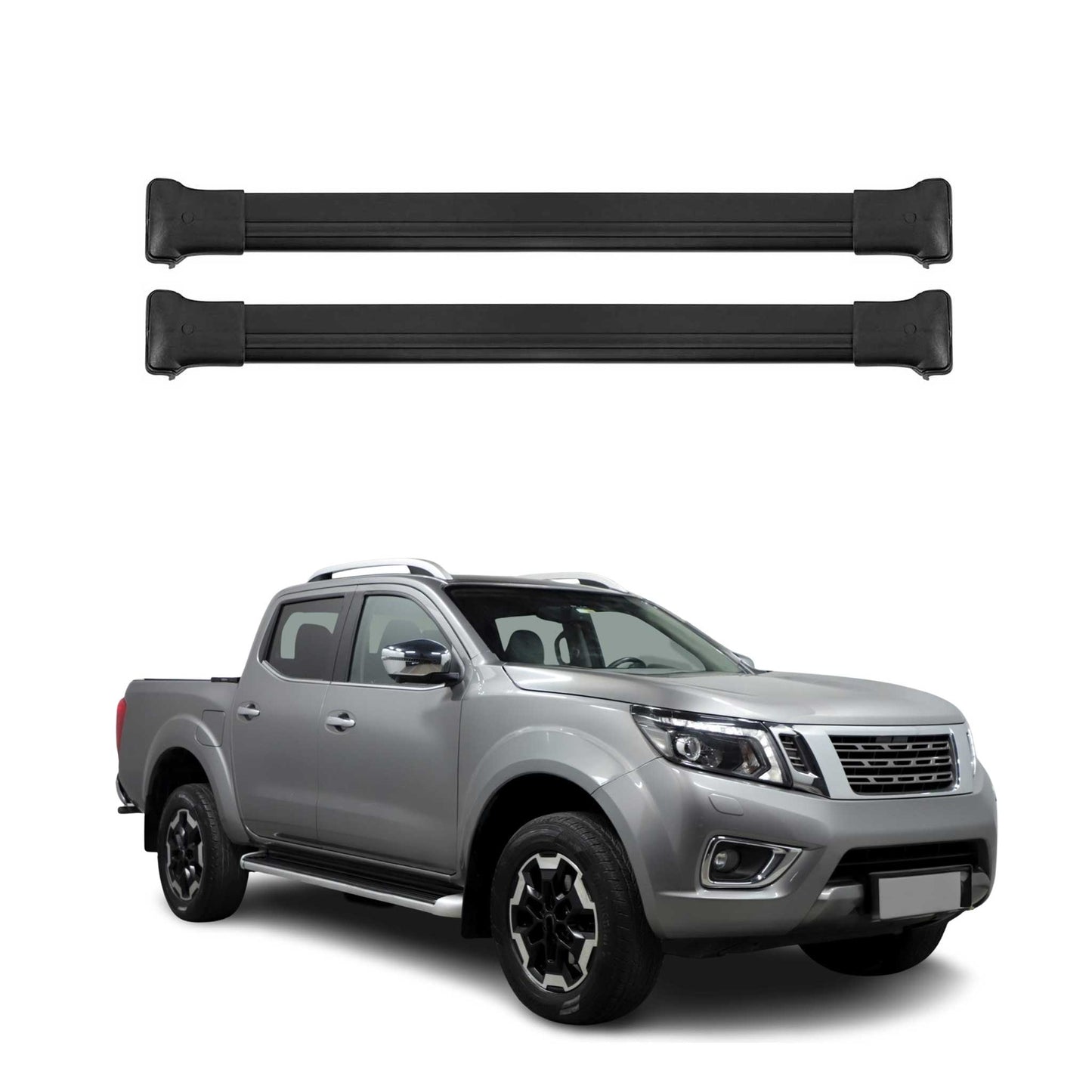 Portbagaj de plafon pentru Nissan Navara D23 2015-2021 4 uși 75 kg aluminiu negru 2x