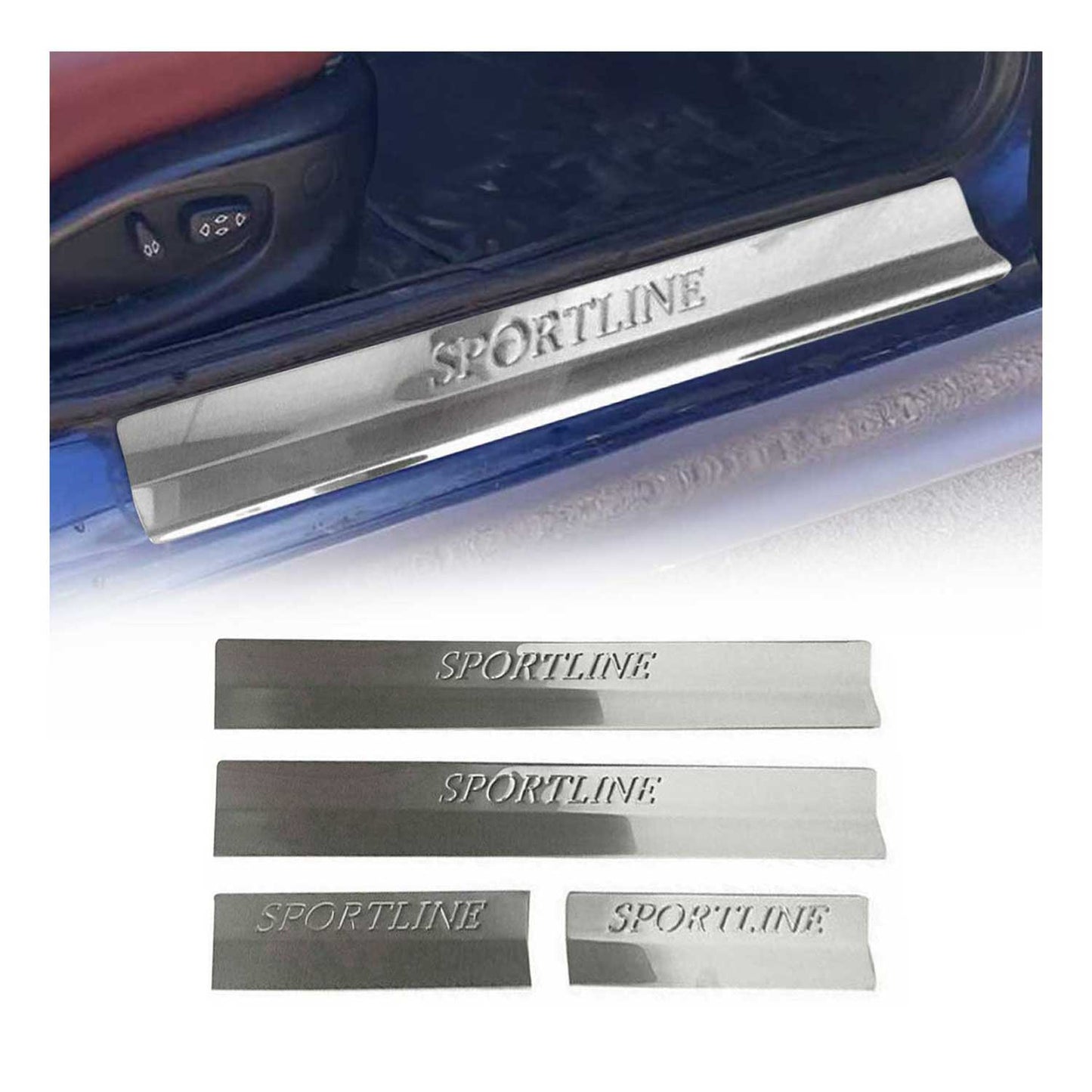 Ornamente prag uși pentru BMW Seria 3 Z3 E36 1990-2000, oțel inoxidabil, argintiu, set 4 piese