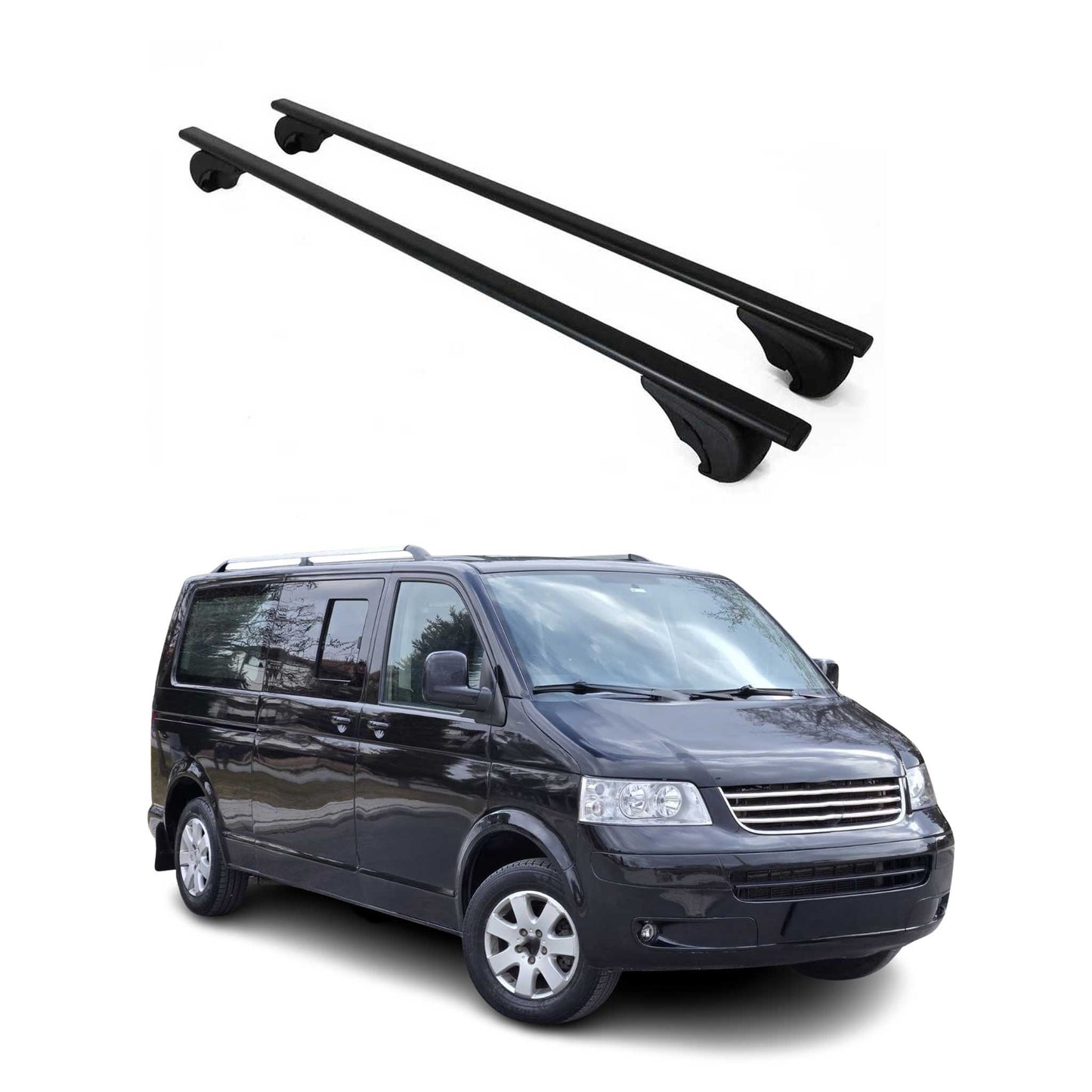 Dachträger Grundtäger für VW Caravelle T5 2003-2015 75kg Metall Schwarz 2 tlg