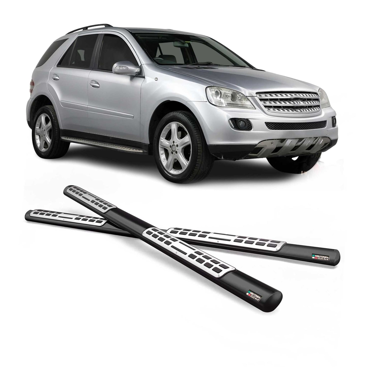 Edelstahl Seitenschweller Schwellerrohre für Mercedes ML 2005-2008 Schwarz