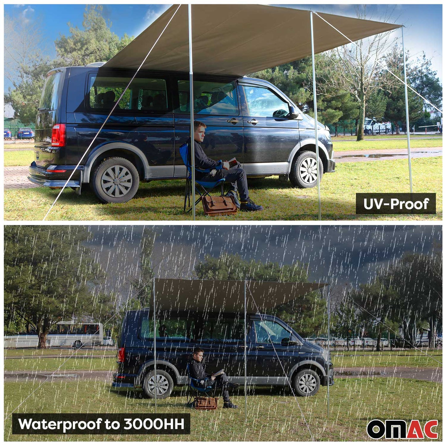 Sonnensegel Kederschiene Vorzelt Satz für VW T7 Transporter Caravelle L1 Silber