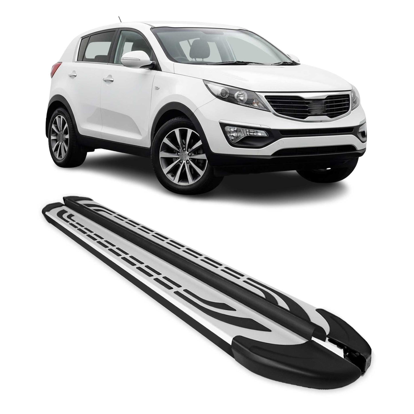 Trittbretter Seitenschweller Seitenbretter für Kia Sportage 2010-15 Schwarz Alu