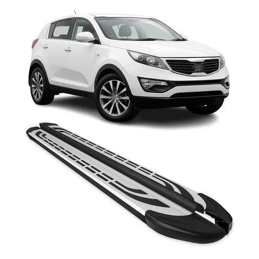 Trittbretter Seitenschweller Seitenbretter für Kia Sportage 2010-15 Schwarz Alu