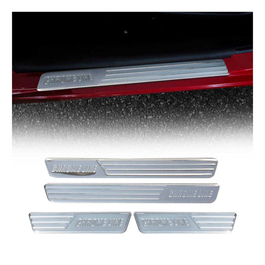 Protecții prag ușă Chromline cromate, cadru ușă, oțel inoxidabil, set 4 piese