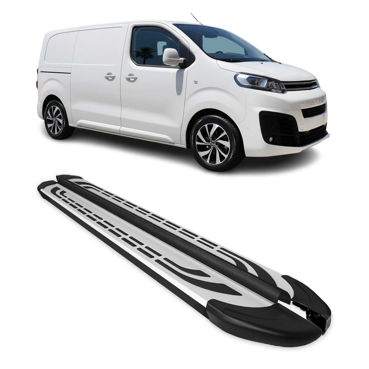 Trittbretter Seitenschweller für Citroen Jumpy 2016-2025 Kurzer Schwarz Alu