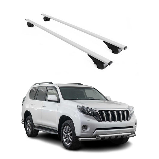 Portbagaj de plafon pentru Toyota Land Cruiser 1990-2025, 75kg, metal, argintiu, 2 bucăți