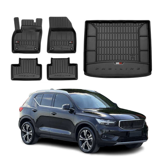 OMAC Fußmatten & Kofferraumwanne Set für Volvo XC40 2017-2025 Gummi Schwarz 5x