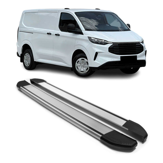 Praguri/praguri laterale pentru Ford Tourneo Custom 2023-2025 L1, gri aluminiu, 2 bucăți