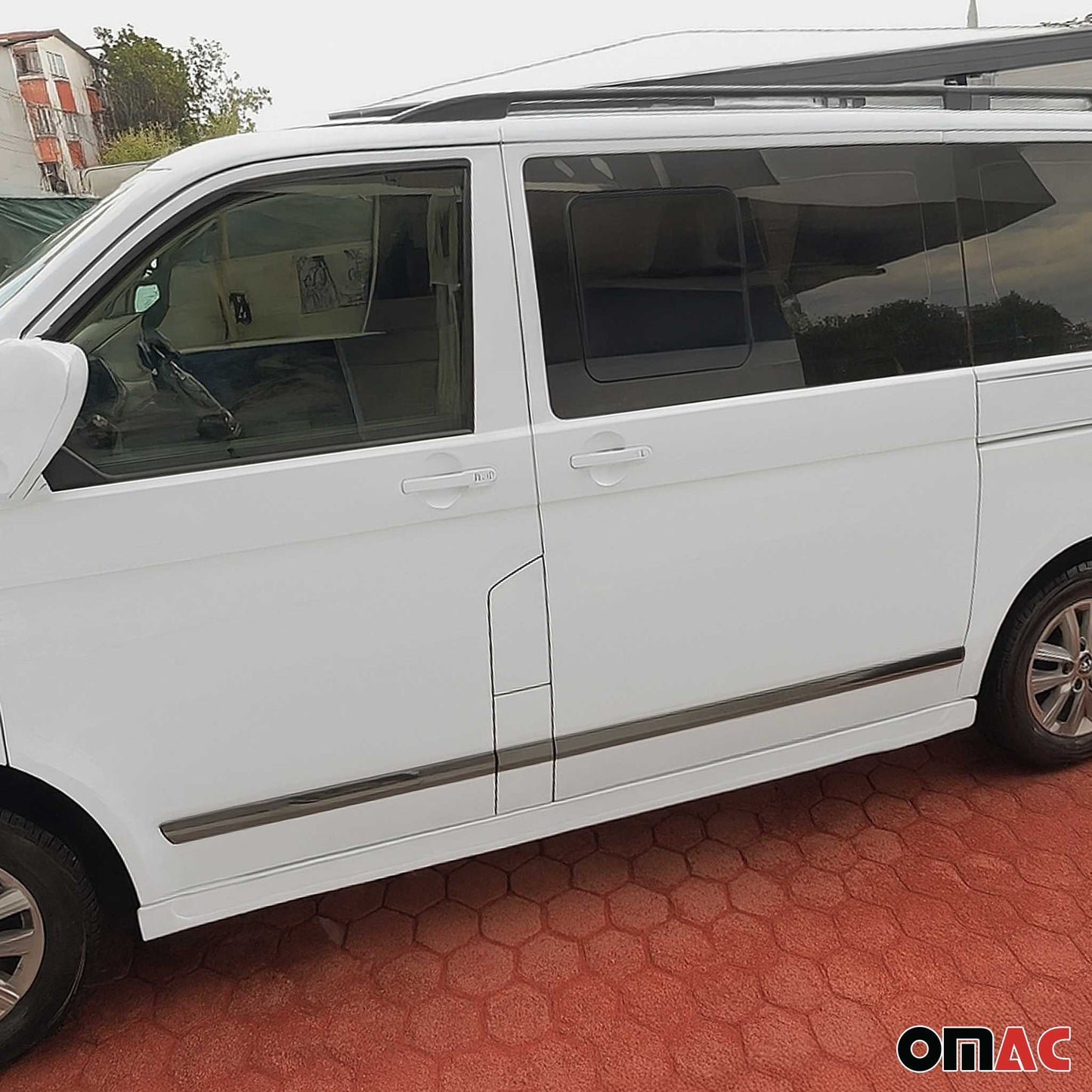 Seitentürleiste Türschutz für VW Caravelle T5 2003-15 Kurzer Edelstahl Dunkel 5x