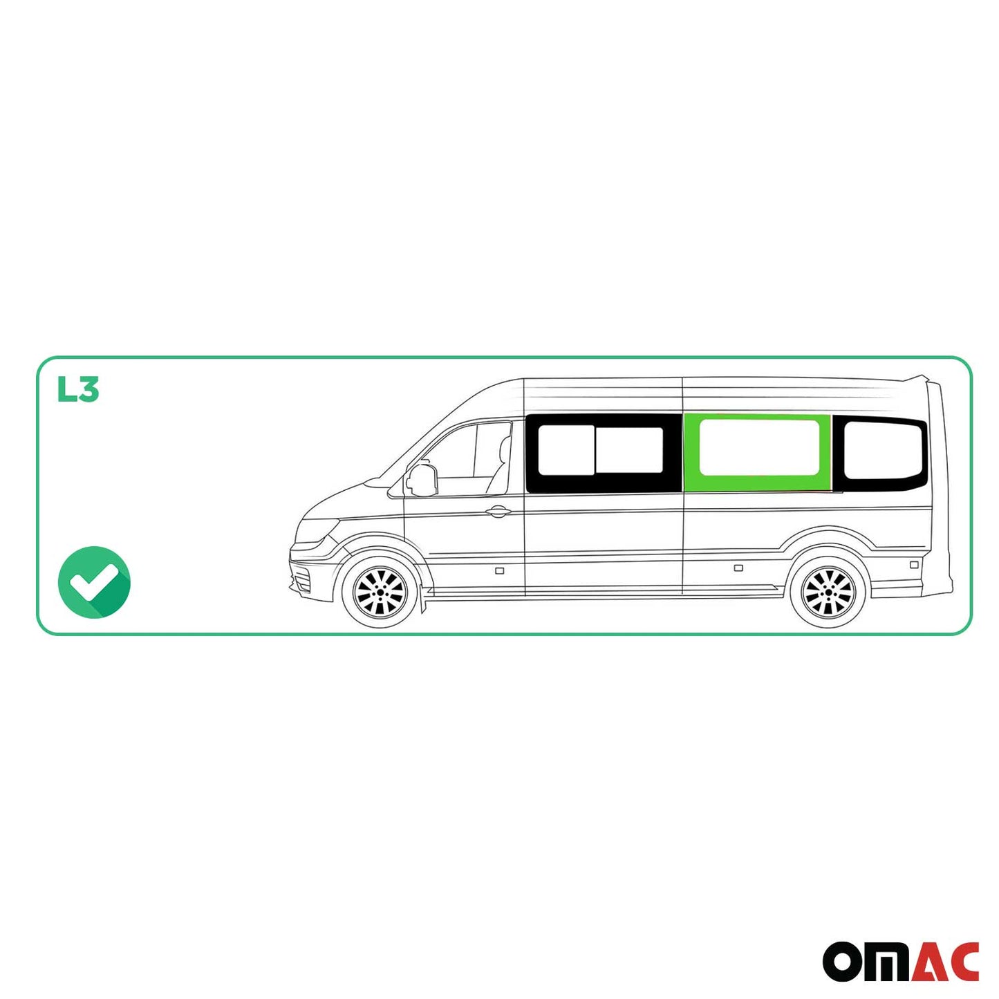 Seitenfenster Seitenscheibe für VW Crafter 2017-2025 Mittel Links Schwarz L3