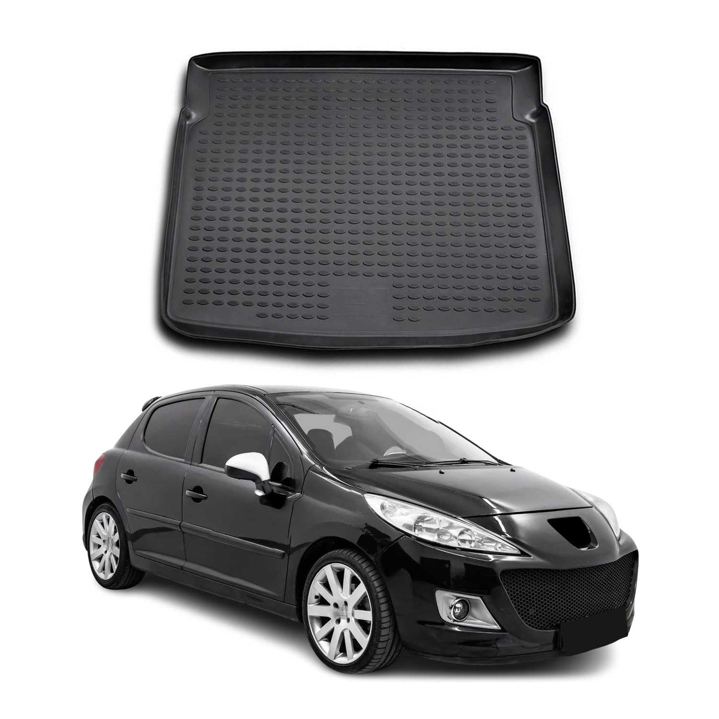 Kofferraummatte Kofferraumwanne für Peugeot 207 2006-2015 Gummi TPE Schwarz