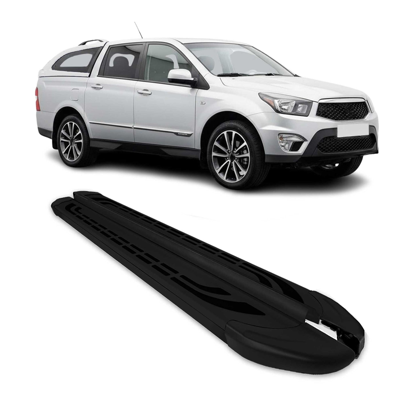 Trittbretter Seitenschweller für Ssangyong Korando Sport 2012-2018 Alu Schwarz