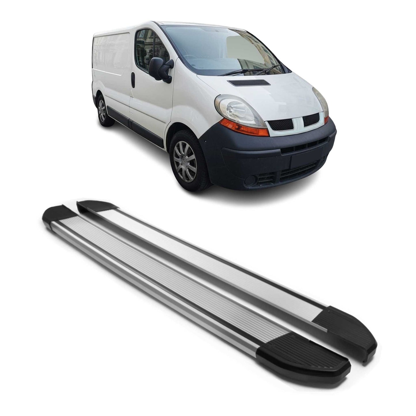 Alu Seitenschweller Trittbretter für Opel Vivaro 2001-2014 Kurzer L1 Silber 2tlg