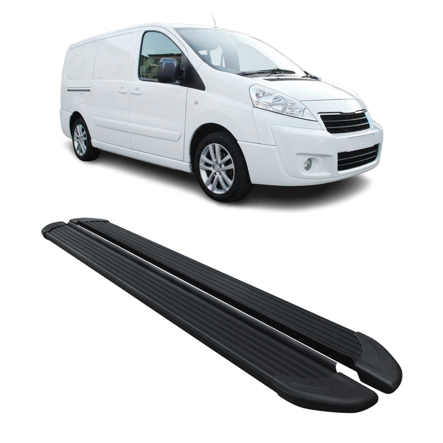 Seitenschweller Trittbretter Schweller für Peugeot Expert 2007-17 L2 Alu Schwarz