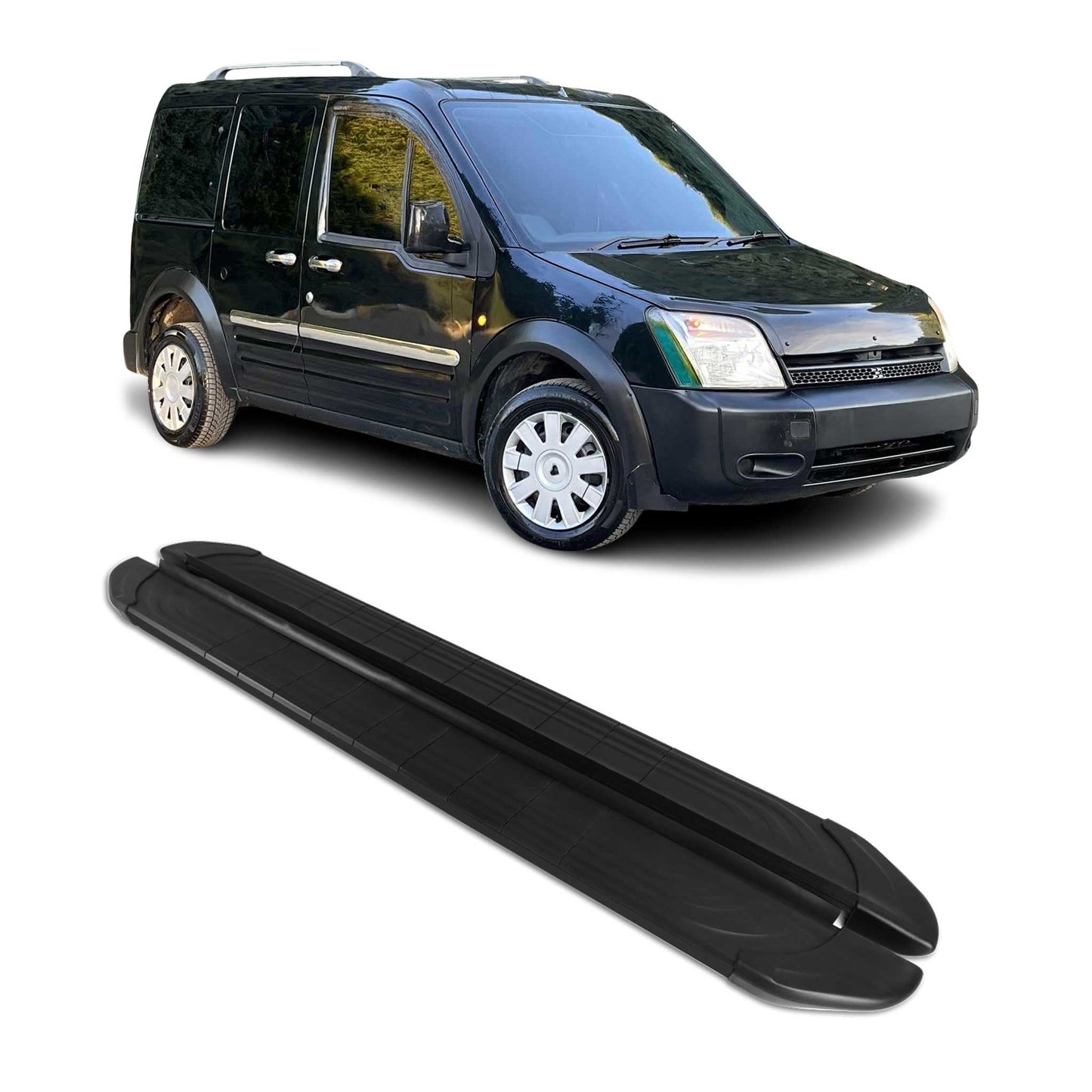 Seitenschweller für Ford Connect 2002-2013 L1 Kurzer Aluminium Schwarz 2tlg