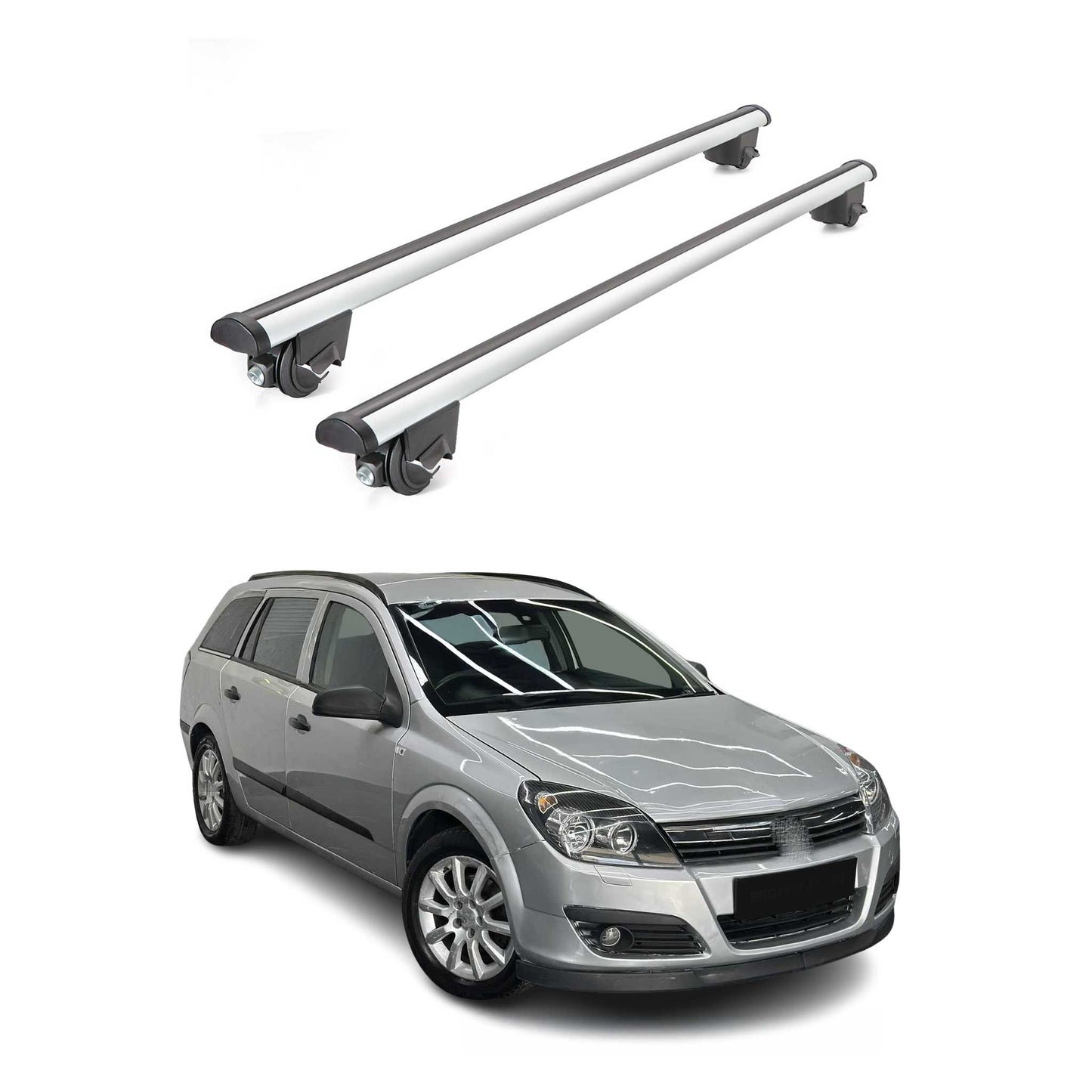 Dachträger Grundtäger für Opel Astra H Limousine 2007-2010 100kg Grau Alu 2x ABE