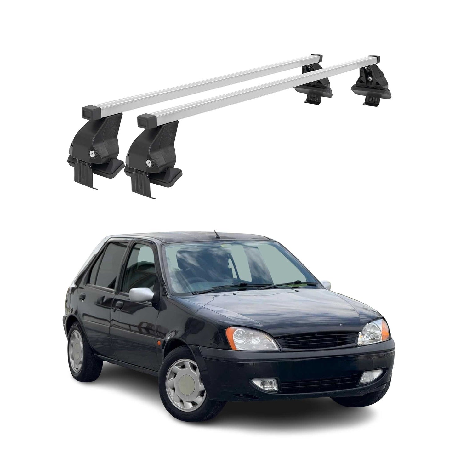 Menabo Dachträger Grundtäger für Ford Fiesta 1995-2002 50kg Stahl Silber 2 tlg