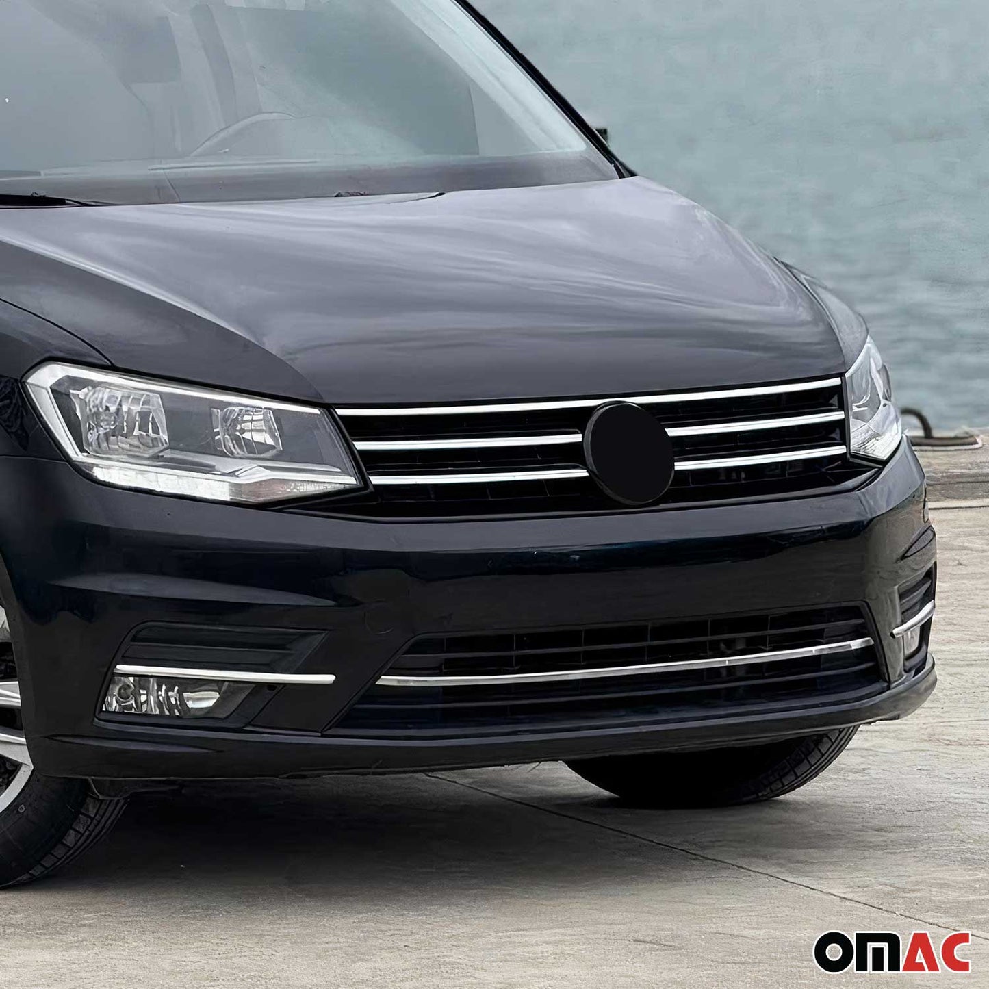 Benzi decorative grilă radiator pentru VW Caddy 2015-2020, oțel inoxidabil, argintiu, set 3 piese