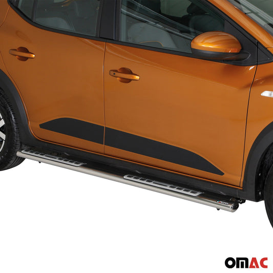 Stahl Seitenschweller Schwellerrohre für Dacia Sandero Stepway 2021-2025 Grau