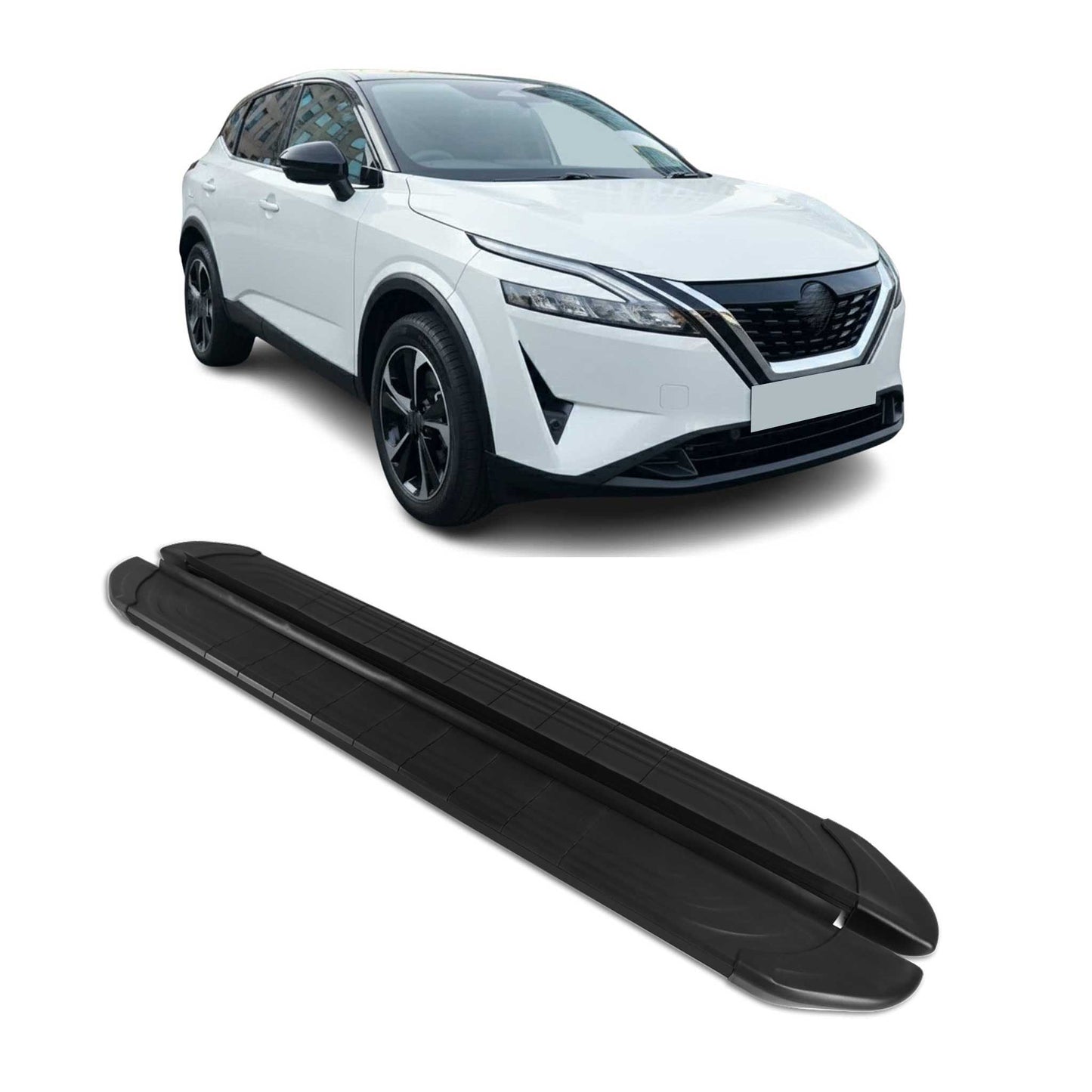 2021-2025 Nissan Qashqai Trittbretter Seitenschweller Aluminium Schwarz 2tlg