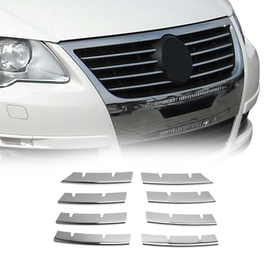 Benzi decorative grilă radiator pentru VW Passat 2005-2010, oțel inoxidabil, argintiu, 8 bucăți