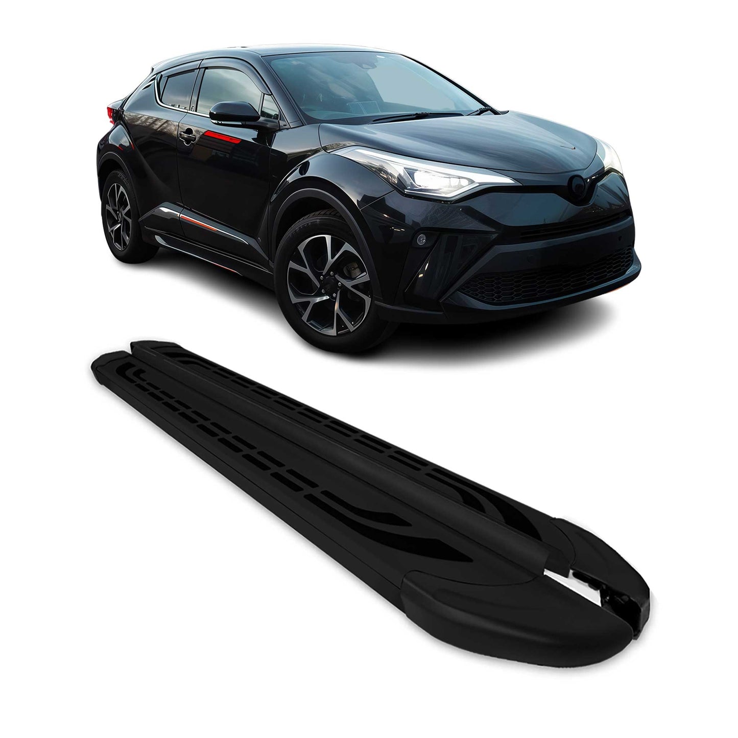 Trittbretter Seitenschweller Seitenbretter für Toyota C-HR 2016-2025 Alu Schwarz