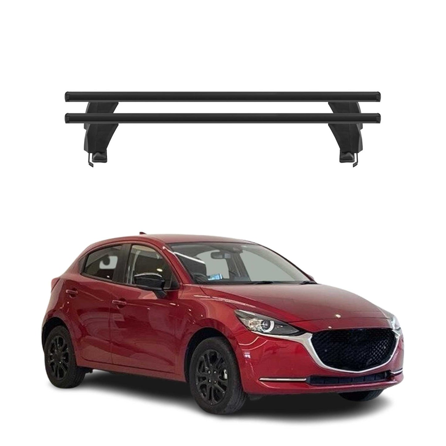 Menabo Dachträger Grundtäger für Mazda 2 2014-2020 50kg Aluminium Schwarz 2 tlg