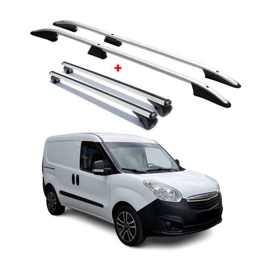 Dachreling + Dachträger für Opel Combo D Fiat Doblo L2 Langer Alu Silber 4x