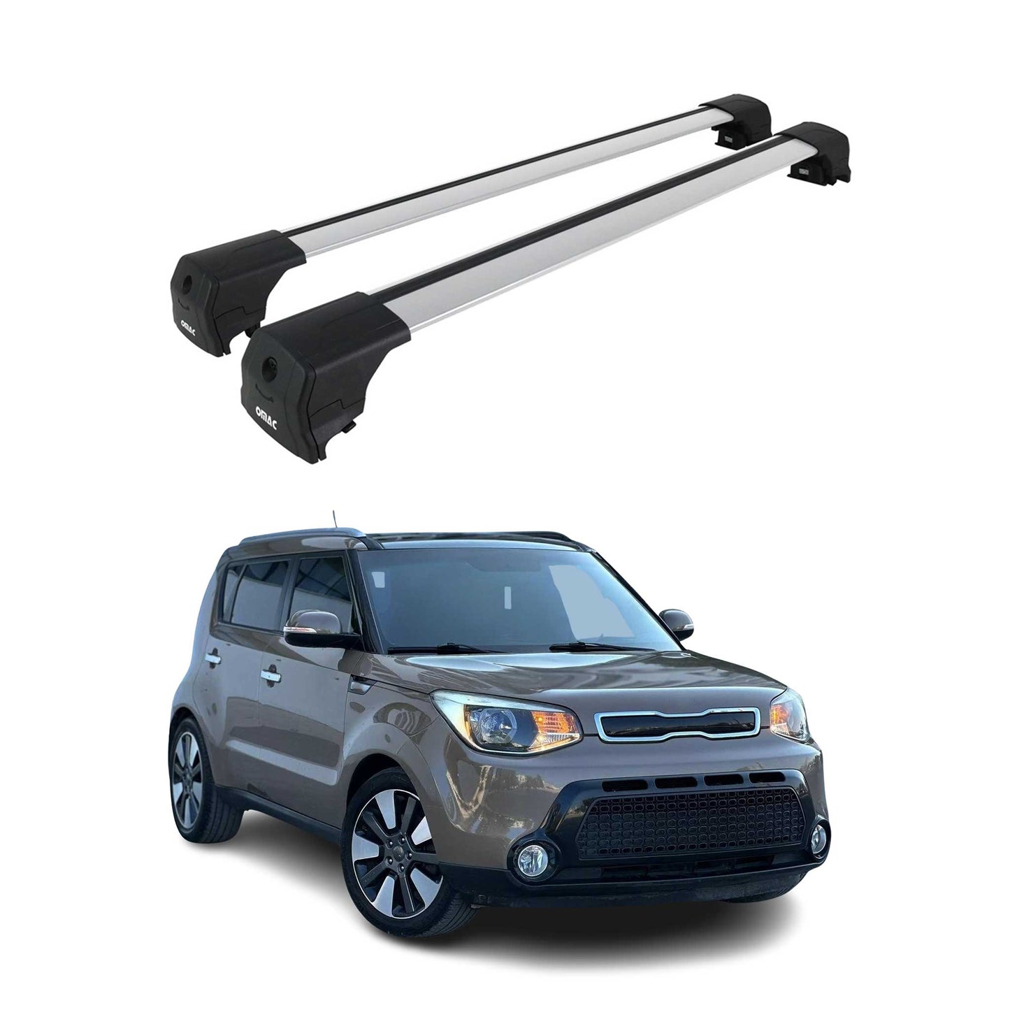 Portbagaj de plafon pentru Kia Soul 2014-2019 75kg aluminiu argintiu 2 buc