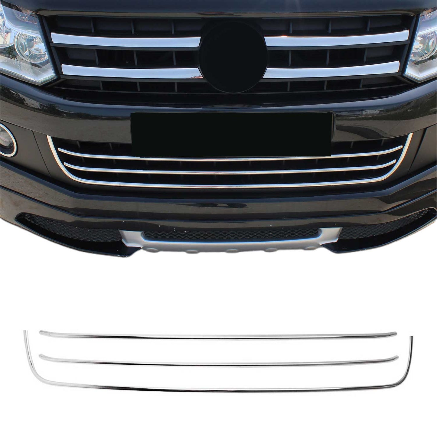 Kühlergrill Leisten Grillleisten für VW Amarok 2010-2016 Edelstahl Silber 3tlg