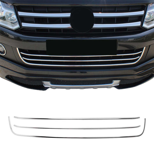 Kühlergrill Leisten Grillleisten für VW Amarok 2010-2016 Edelstahl Silber 3tlg