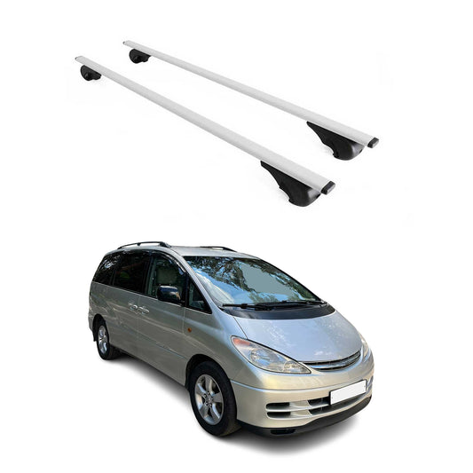 Portbagaj de plafon pentru Toyota Previa 1990-2006 75kg metal argintiu 2 buc