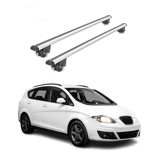 Portbagaj de plafon pentru Seat Altea Freetrack 2007-2015 100kg aluminiu argintiu 2x ABE