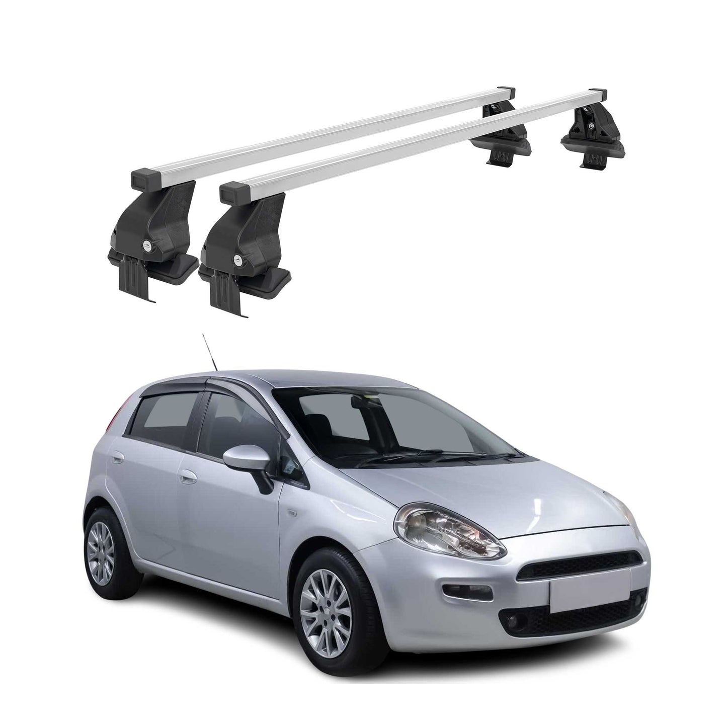 Menabo Dachträger Grundtäger für Fiat Punto mk3 2012-2018 5tür 50kg Stahl Silber