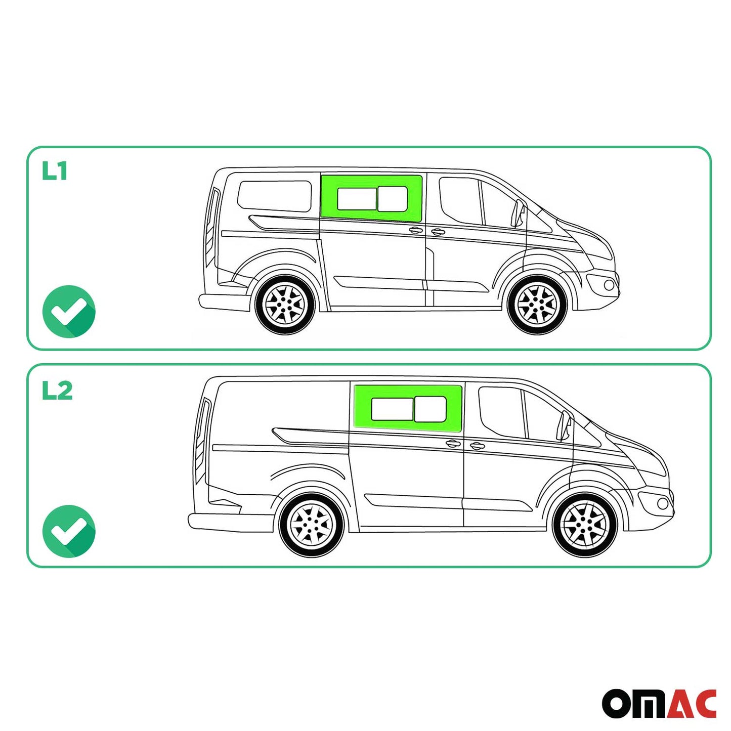 Glasfenster Schiebefenster für Ford Transit Custom 2013-2024 Auto Rechts L1 L2