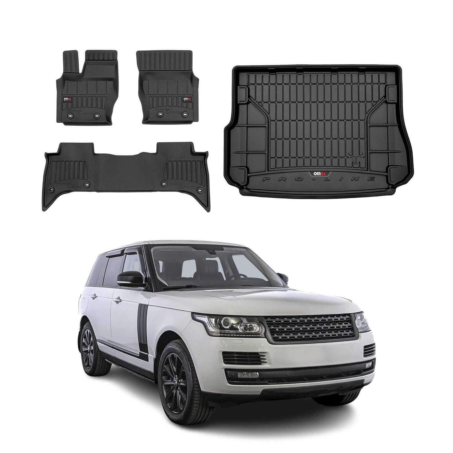 OMAC Fußmatten & Kofferraumwanne Set für Land Rover Range Rover 2012-2025 Gummi